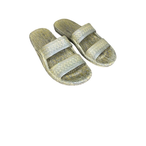Pali Hawaii Soft Rubber Flip Flops Sandals Beach slip on textured green/brown  7 - Picture 1 of 9